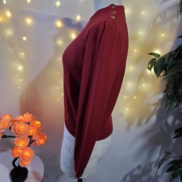 St. John for Jacobsons Vtg Santana Knit Sweater Womens Size S Red Button Accent - Picture 5 of 9